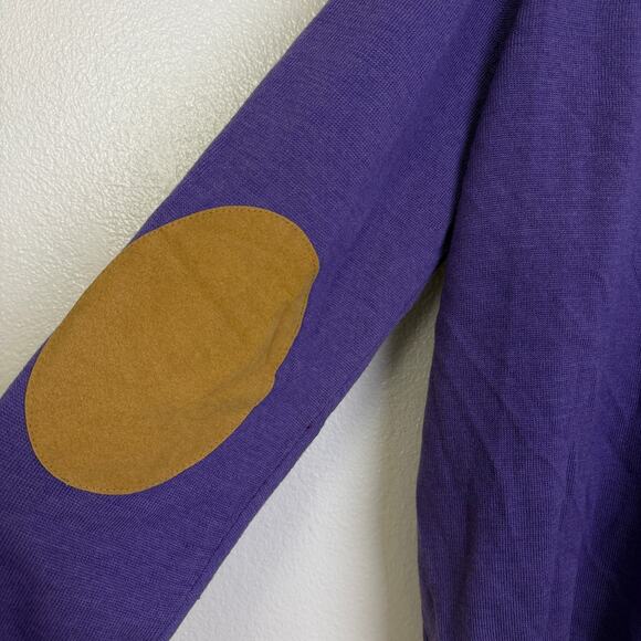 Scott Barber Merino Wool Sweater Mens Large Purple Henley Knit Elbow Patch NWT - Picture 11 of 12